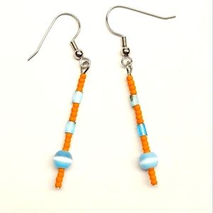 FREE with Bundle Purchase Blue and Orange beaded Earrings